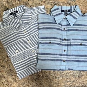 Chaps Denim Blue Striped Cotton Pullover Blouse - Set of 2